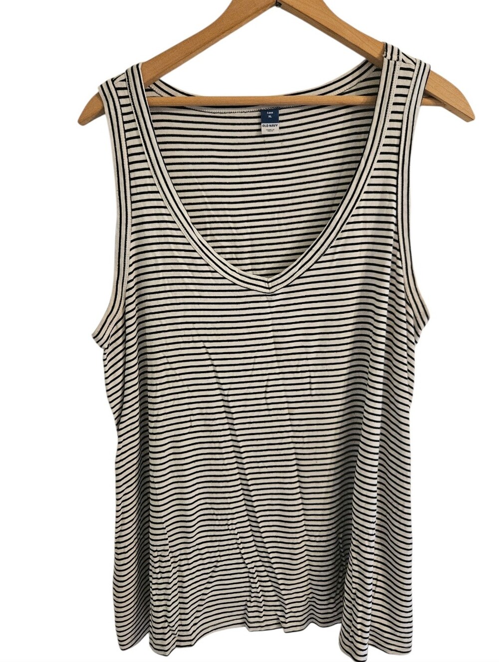 Old Navy Luxe Swing Black and White Striped Tank Top Sz XL Lightweight
